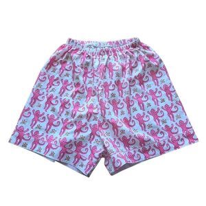 Pink monkey pajama shorts Sz Small stretch waist
